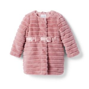 Janie and Jack FAUX FUR BOW COAT 6-12m